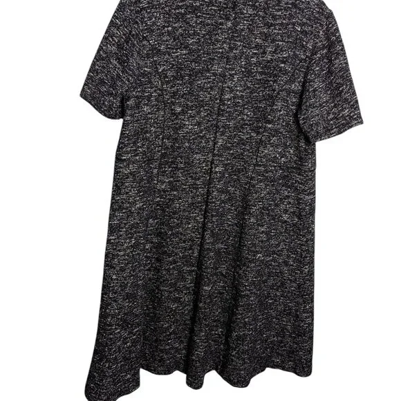 Talbots Tweed Dress Womens 22W Black White Zip Back Short Sleeve Shift Midi Knee - Picture 2 of 6